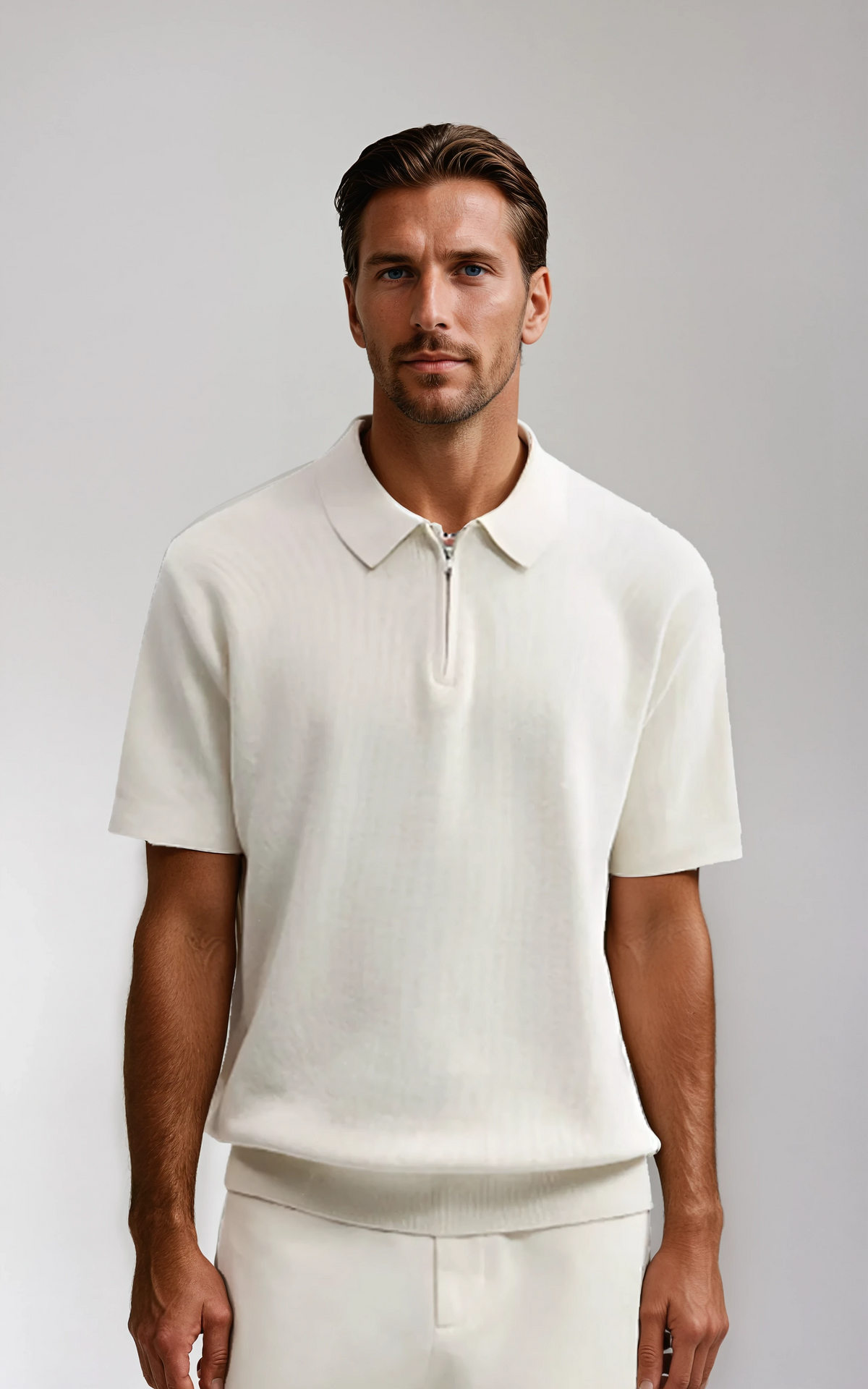 Polo Zip-Up Ventilé pour Hommes - Confort Léger et Élégance Décontractée