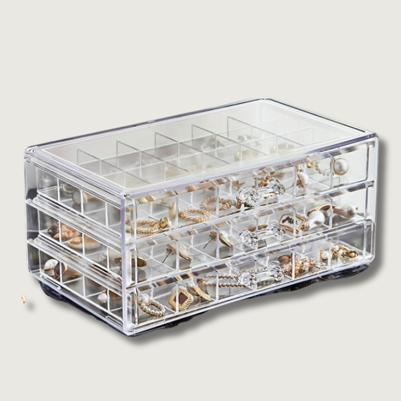 Organisateur de Bijoux à 3 Niveaux - 72 Compartiments pour Rangement Efficace