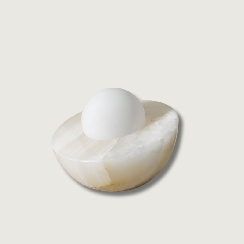 Lampe de Table en Marbre et Verre - Design Minimaliste et Apaisant