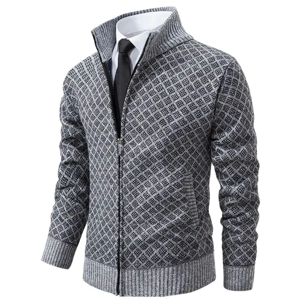 Pull Zippé Tendance et Confortable - Style Moderne avec Motif Géométrique