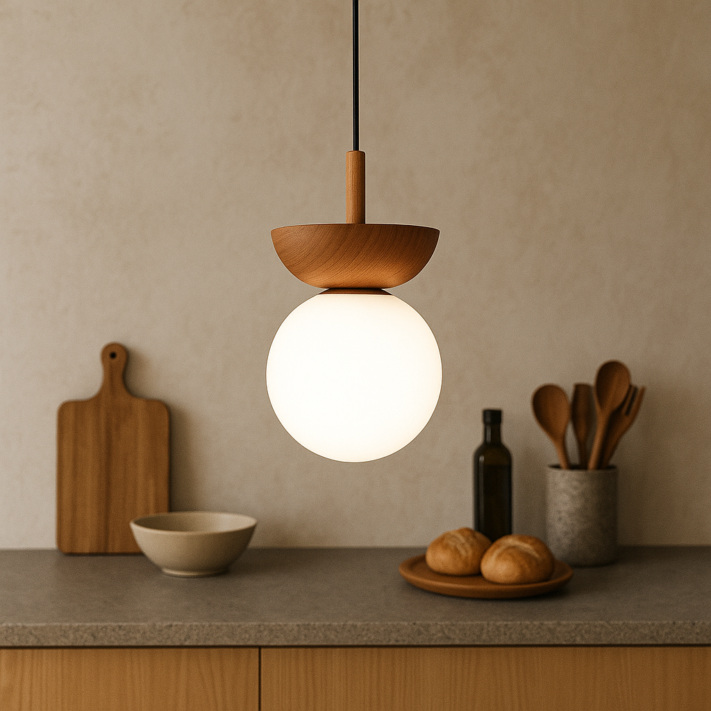 Lampe Suspendue Japandi en Bois - Design Minimaliste et Éclairage Chaleureux