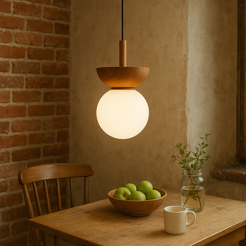 Lampe Suspendue Japandi en Bois - Design Minimaliste et Éclairage Chaleureux