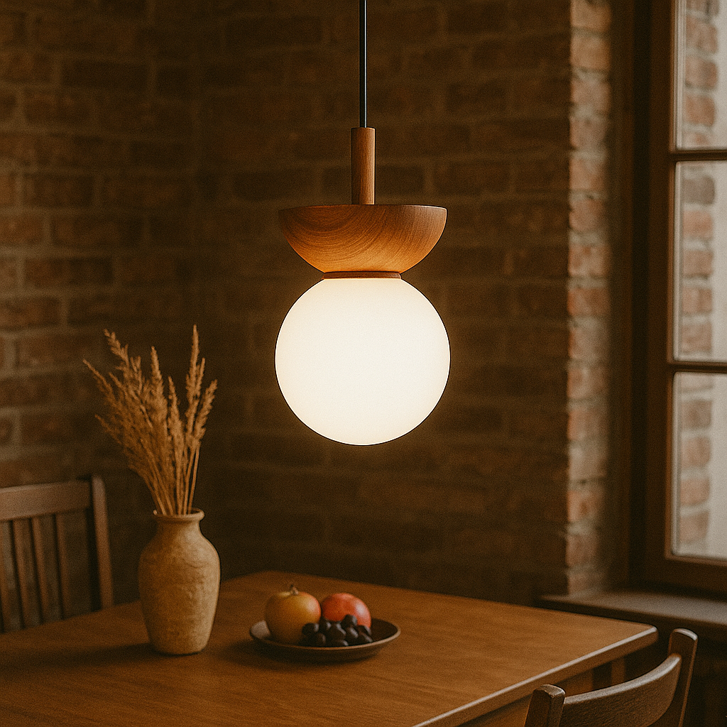 Lampe Suspendue Japandi en Bois - Design Minimaliste et Éclairage Chaleureux