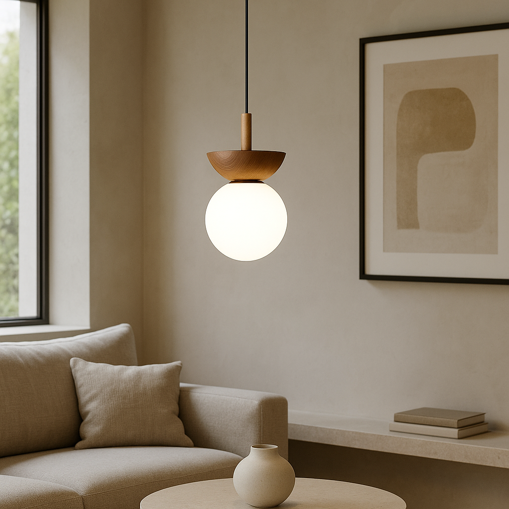 Lampe Suspendue Japandi en Bois - Design Minimaliste et Éclairage Chaleureux
