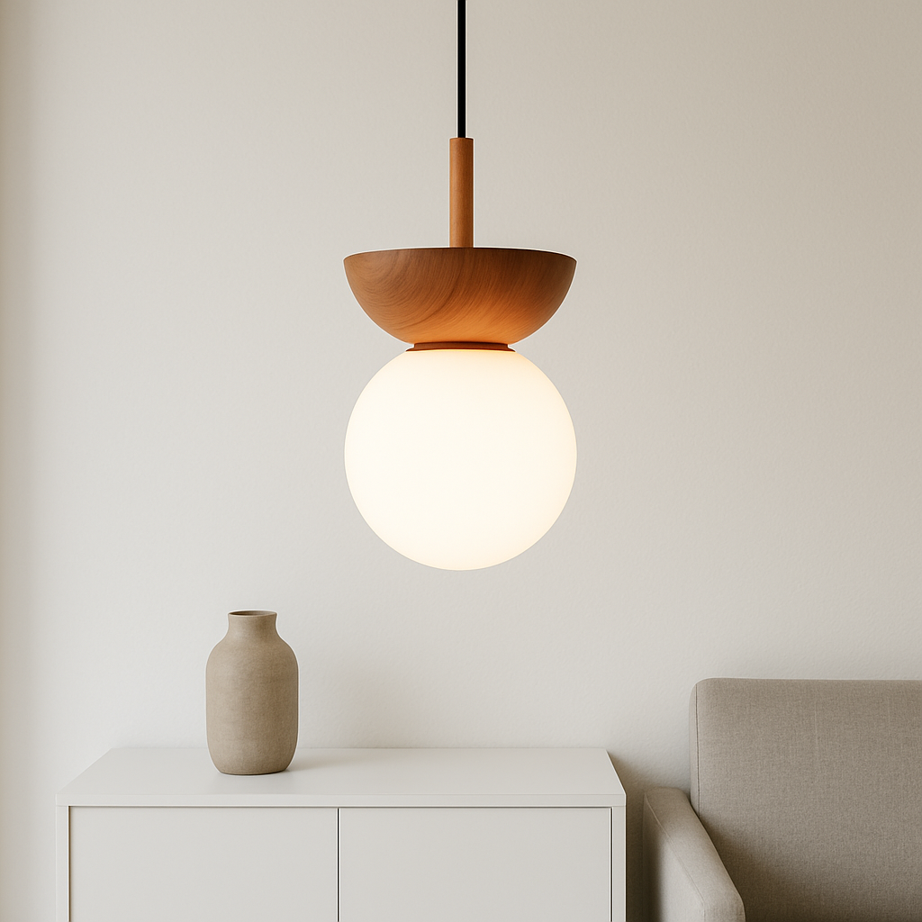 Lampe Suspendue Japandi en Bois - Design Minimaliste et Éclairage Chaleureux