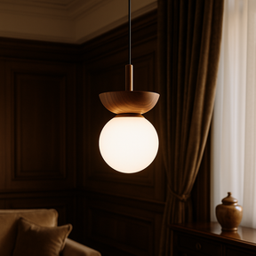 Lampe Suspendue Japandi en Bois - Design Minimaliste et Éclairage Chaleureux