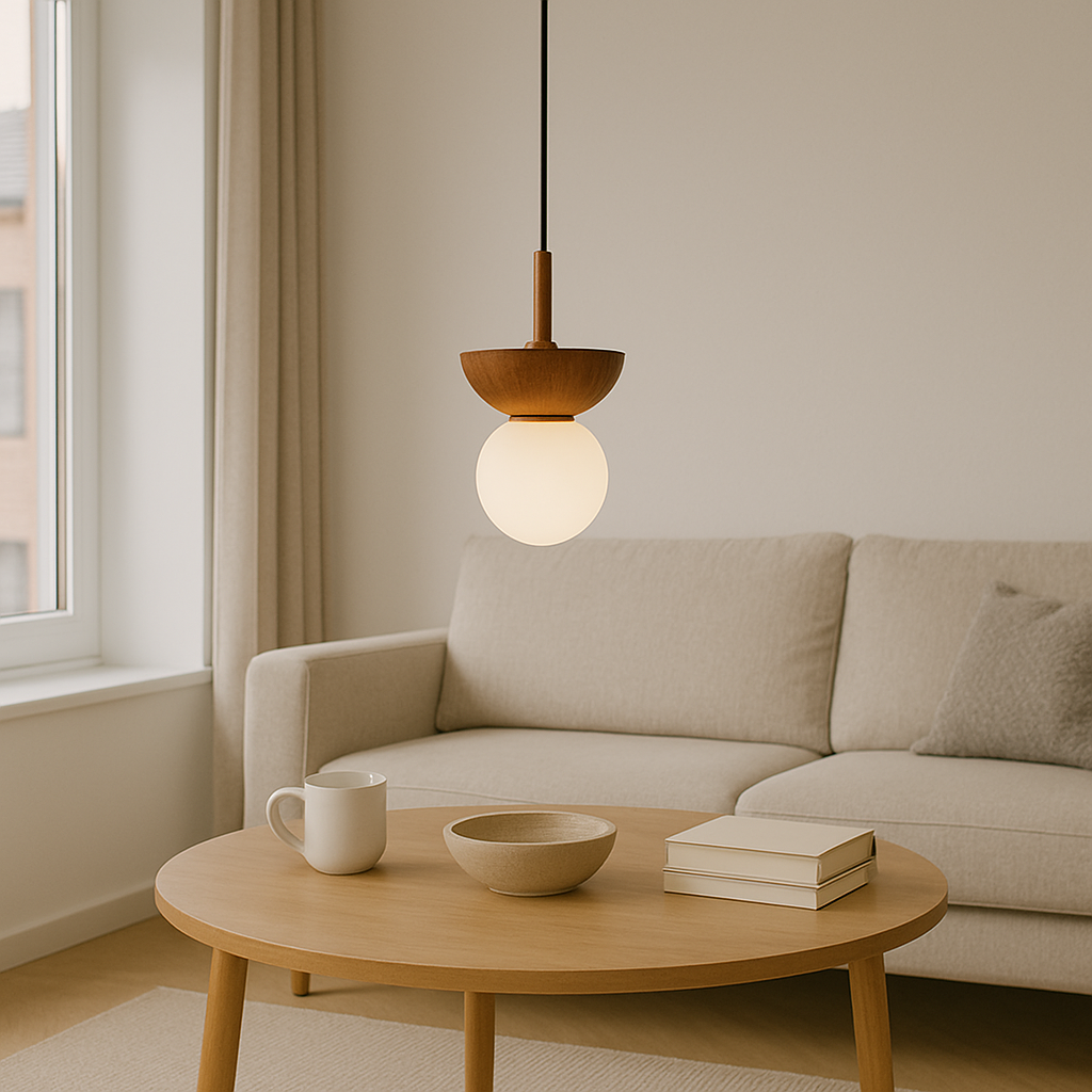 Lampe Suspendue Japandi en Bois - Design Minimaliste et Éclairage Chaleureux