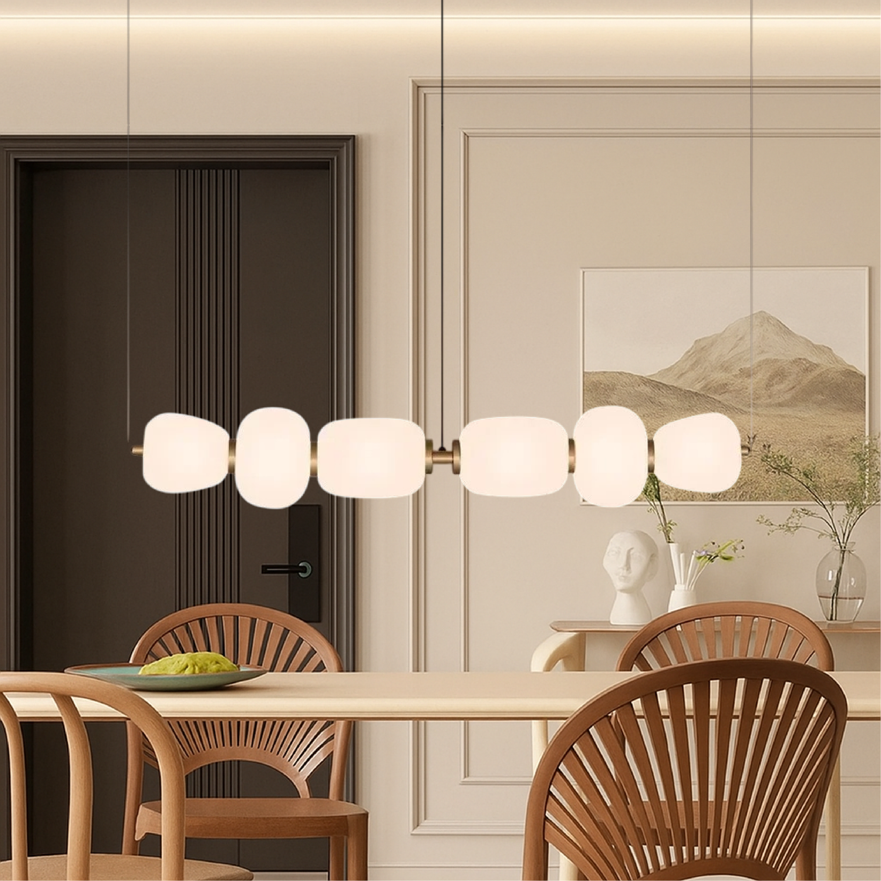 Lampe Suspendue en Verre Blanc - Design Minimaliste et Éclairage Chaleureux