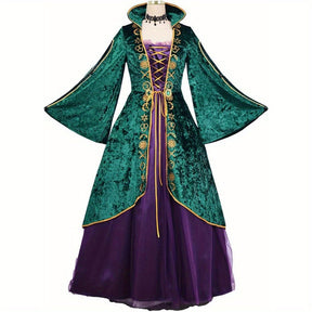Robe de Sorcière en Velours - Maxi à Manches Longues et Lacets