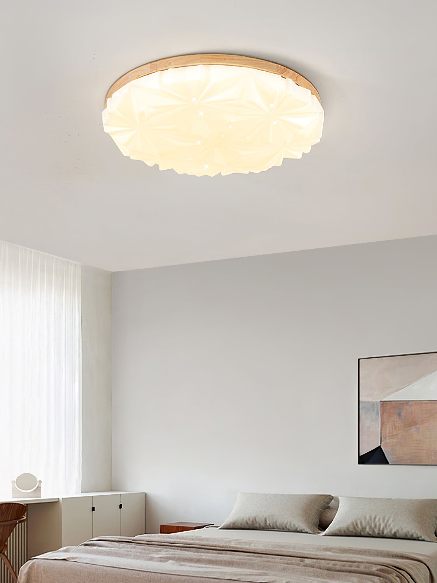 Lampe de Plafond Élégante en Bois - Atmosphère Apaisante et Raffinée