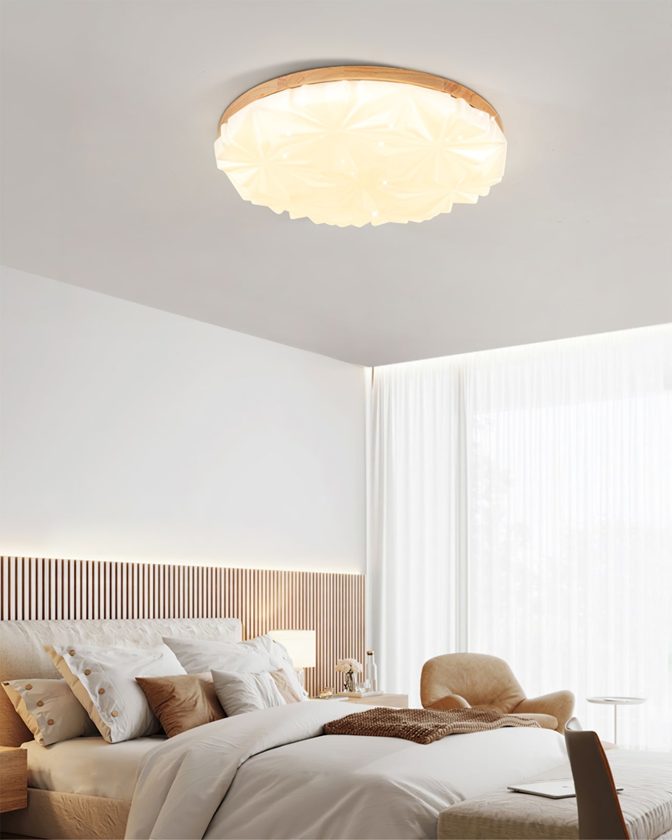 Lampe de Plafond Élégante en Bois - Atmosphère Apaisante et Raffinée