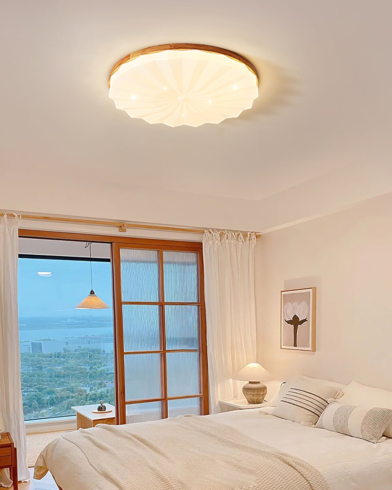 Lampe de Plafond Élégante en Bois - Atmosphère Apaisante et Raffinée