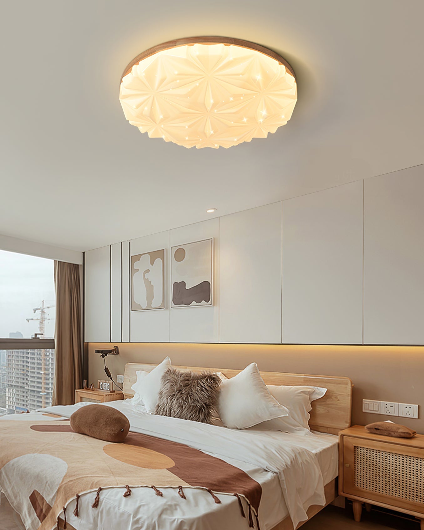 Lampe de Plafond Élégante en Bois - Atmosphère Apaisante et Raffinée
