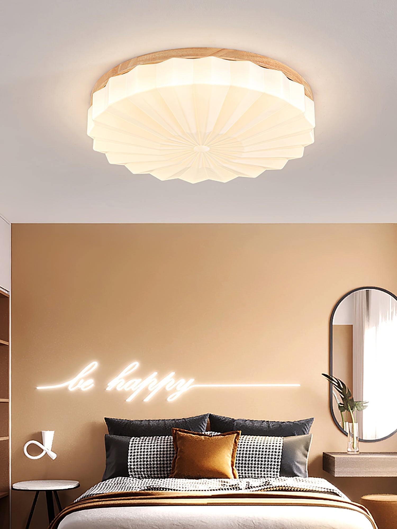 Lampe de Plafond Élégante en Bois - Atmosphère Apaisante et Raffinée