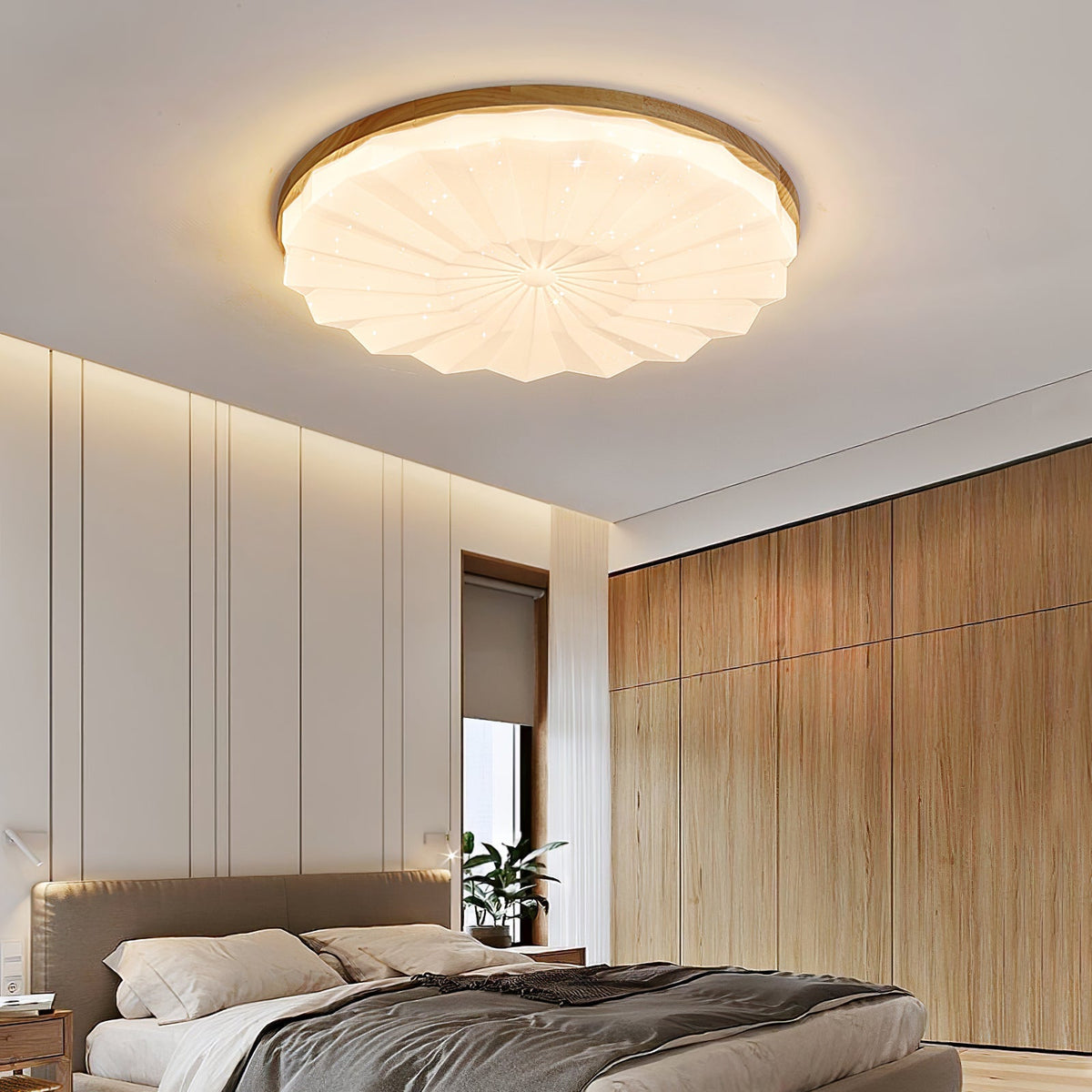 Lampe de Plafond Élégante en Bois - Atmosphère Apaisante et Raffinée