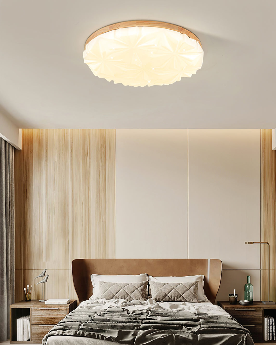 Lampe de Plafond Élégante en Bois - Atmosphère Apaisante et Raffinée