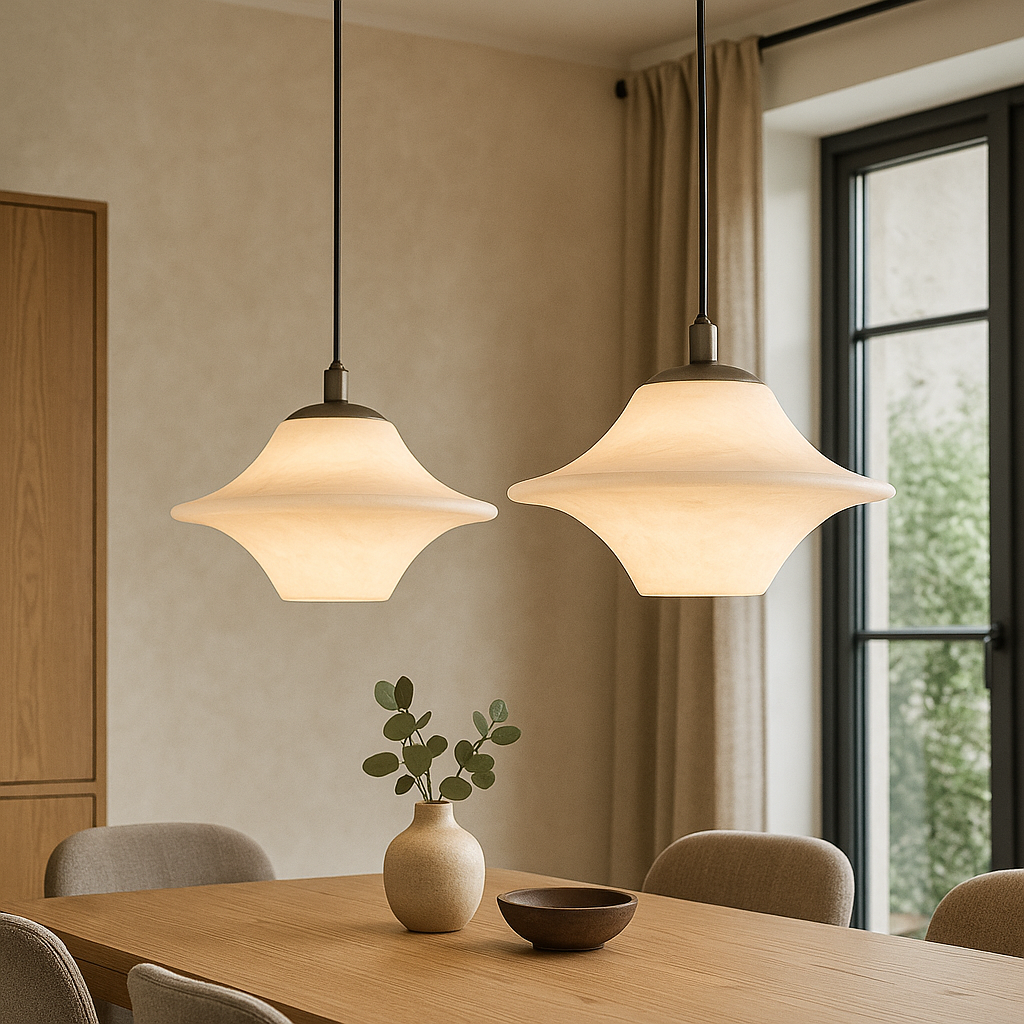 Suspension en Marbre Naturel - Élégance Contemporaine et Atmosphère Chaleureuse