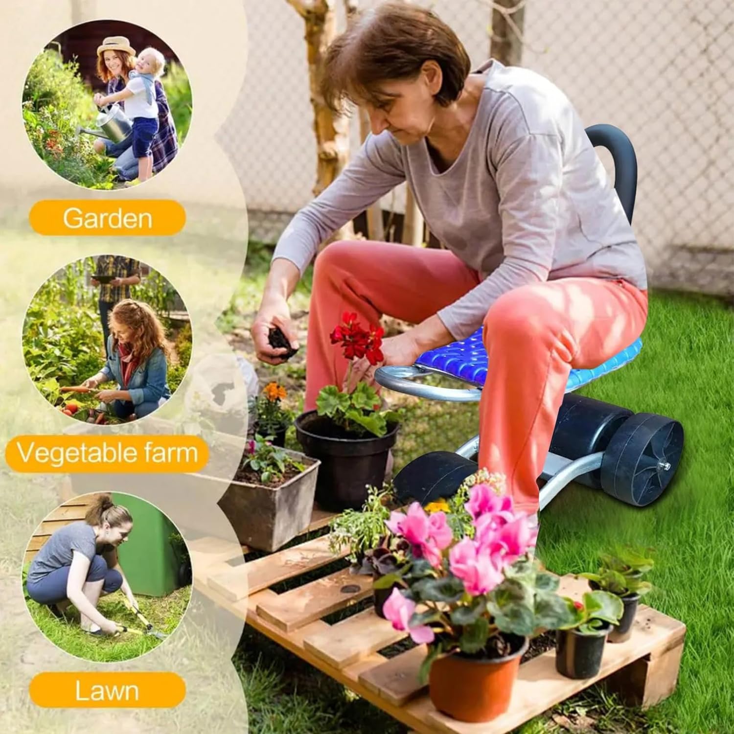 Chaise de Jardin Ergonomique Réglable - Rotation à 360° et Confort Optimal