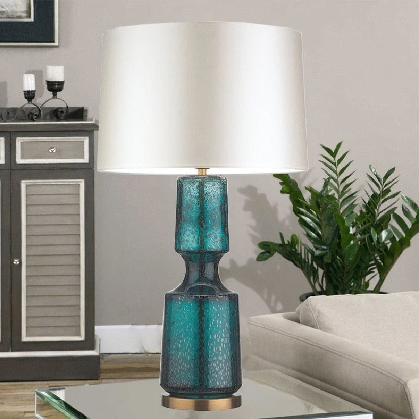 Lampe de Table en Métal et Verre - Design Élégant et Atmosphère Sophistiquée