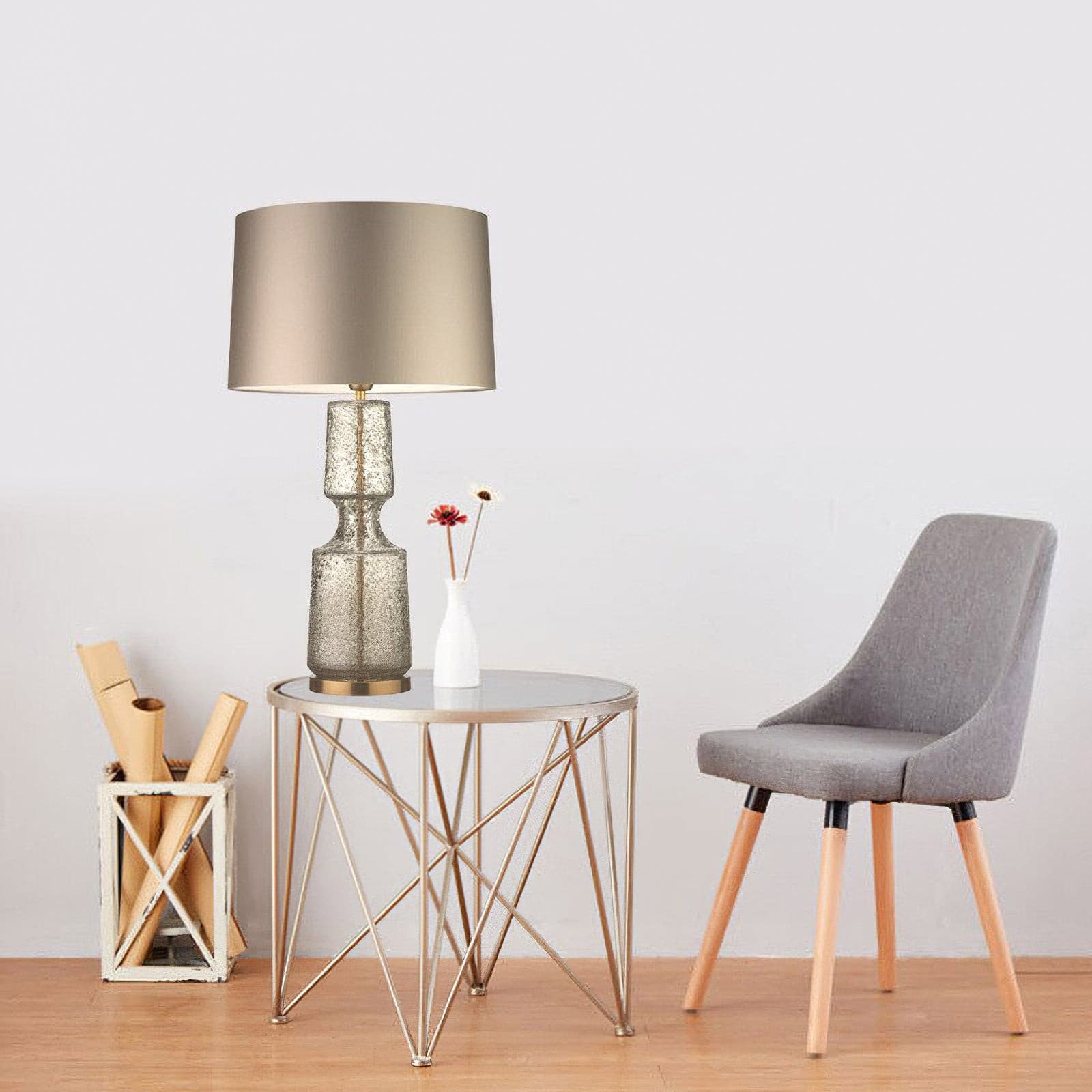 Lampe de Table en Métal et Verre - Design Élégant et Atmosphère Sophistiquée