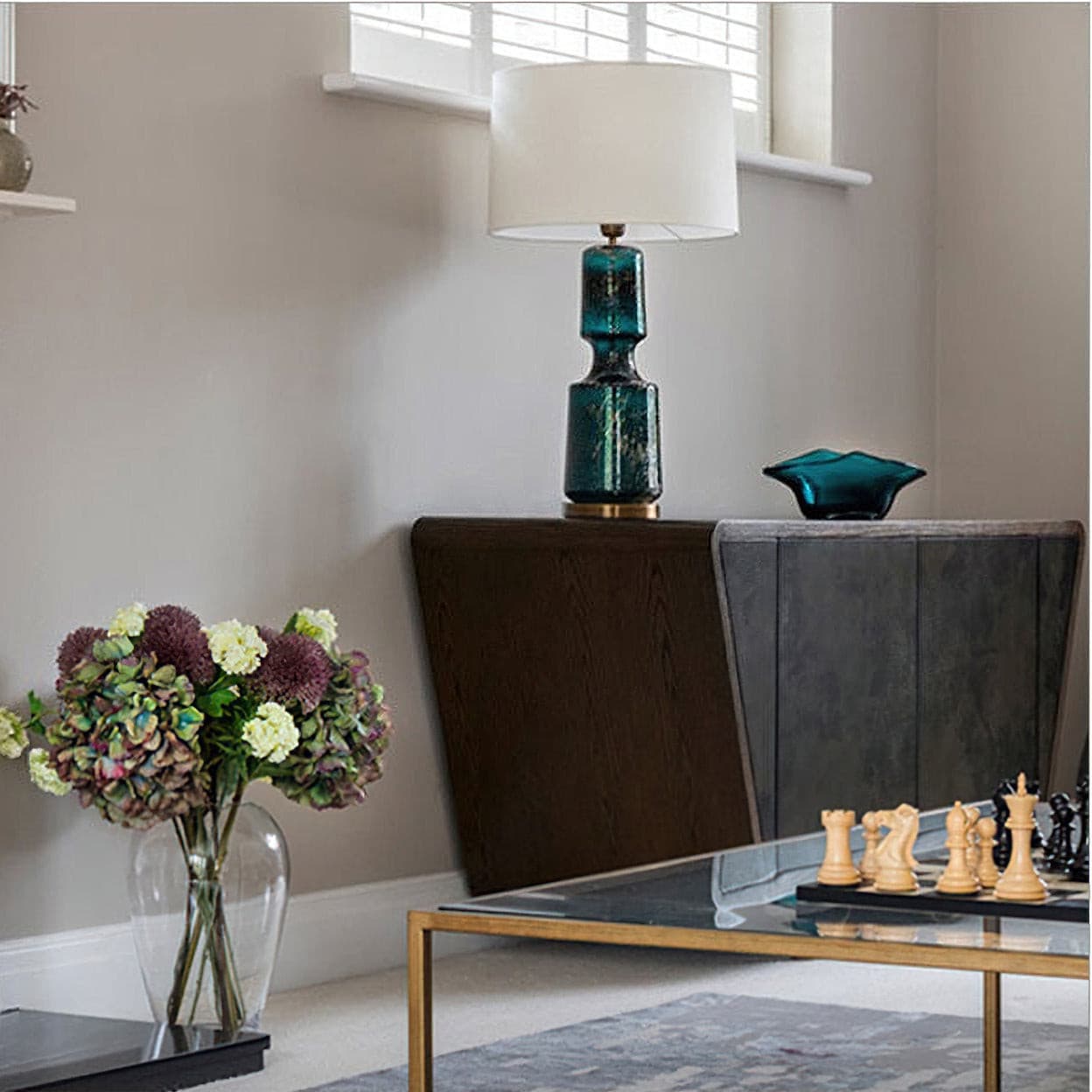 Lampe de Table en Métal et Verre - Design Élégant et Atmosphère Sophistiquée