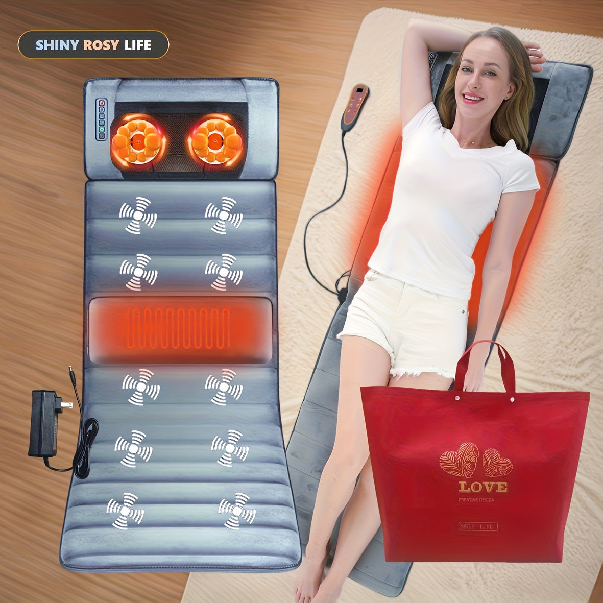 Tapis de Massage Chauffant - Relaxation et Soulagement du Dos
