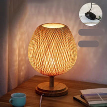 Lampe de Table en Bambou - Design Vintage et Écologique