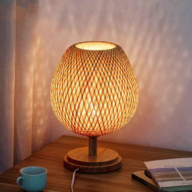 Lampe de Table en Bambou - Design Vintage et Écologique