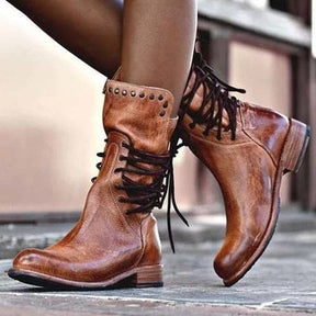 Bottes en Cuir Vintage pour Femmes - Élégantes et Confortables Toute la Journée