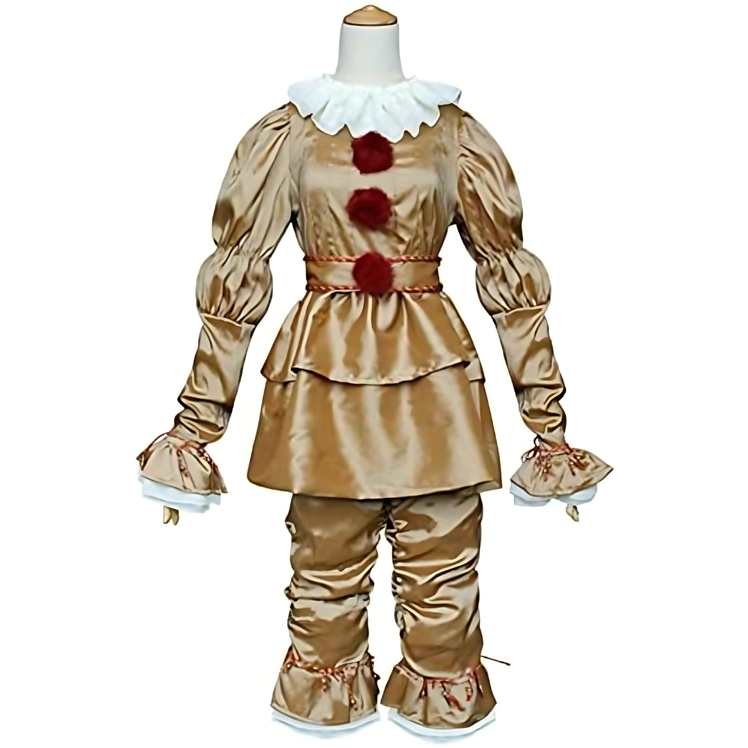 Costume de Clown Vintage Halloween - Manches Longues et Détails en Volants