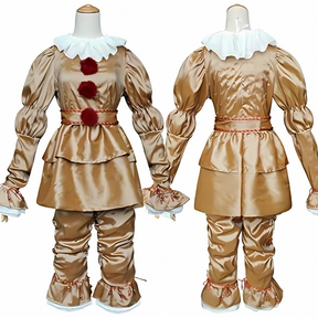 Costume de Clown Vintage Halloween - Manches Longues et Détails en Volants