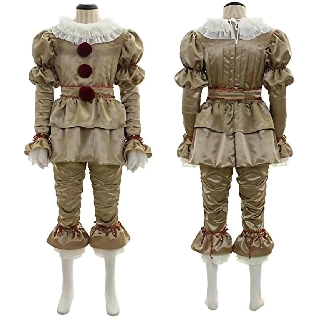 Costume de Clown Vintage Halloween - Manches Longues et Détails en Volants