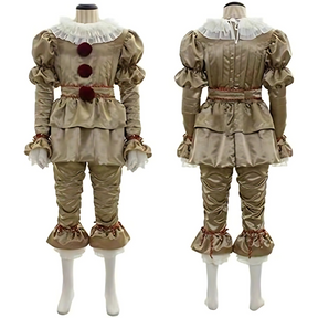 Costume de Clown Vintage Halloween - Manches Longues et Détails en Volants