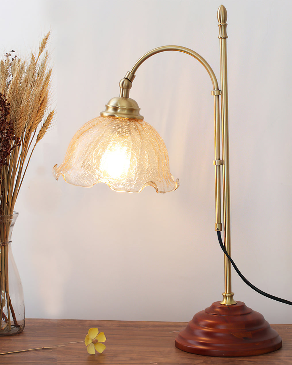 Lampe de Table Vintage en Verre Texturé - Douce Lueur et Charme Intemporel