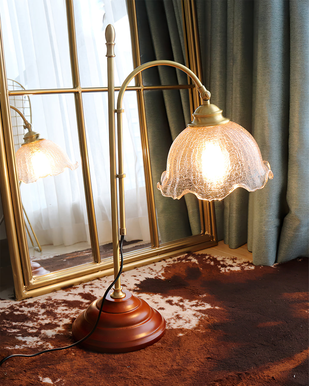 Lampe de Table Vintage en Verre Texturé - Douce Lueur et Charme Intemporel