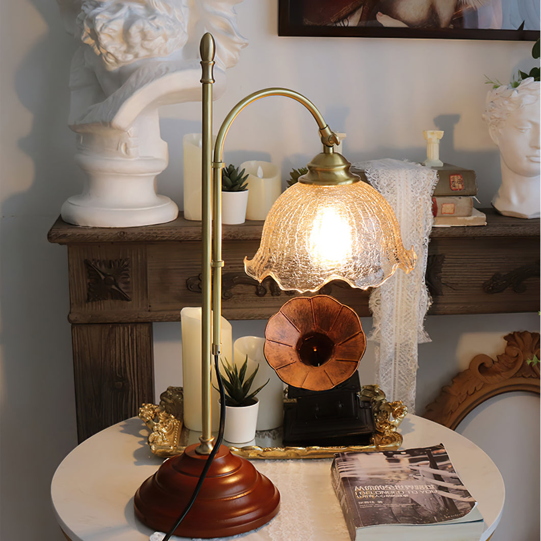Lampe de Table Vintage en Verre Texturé - Douce Lueur et Charme Intemporel