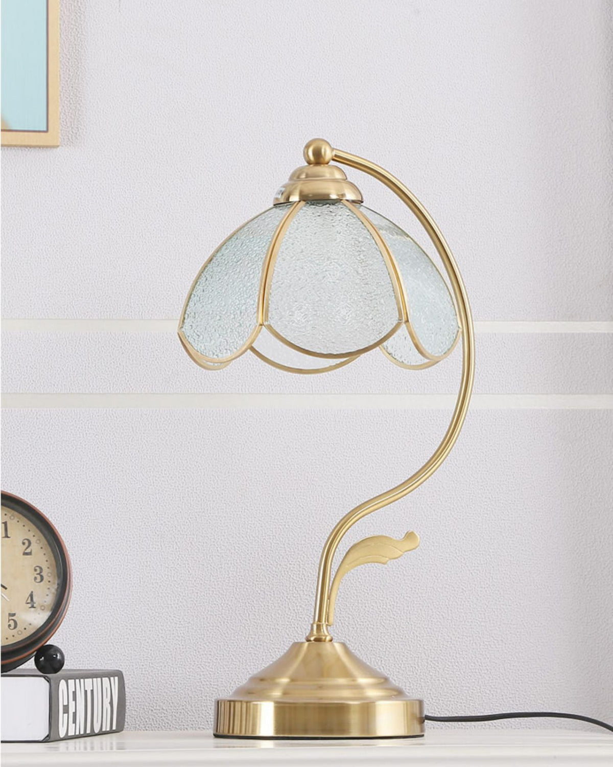 Lampe de Table en Verre Floral - Élégance et Charme Intemporel