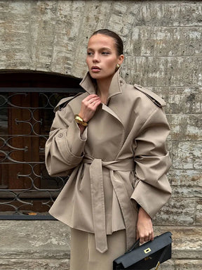 Manteau Trench Court Vintage Femme - Élégance et Confort au Quotidien