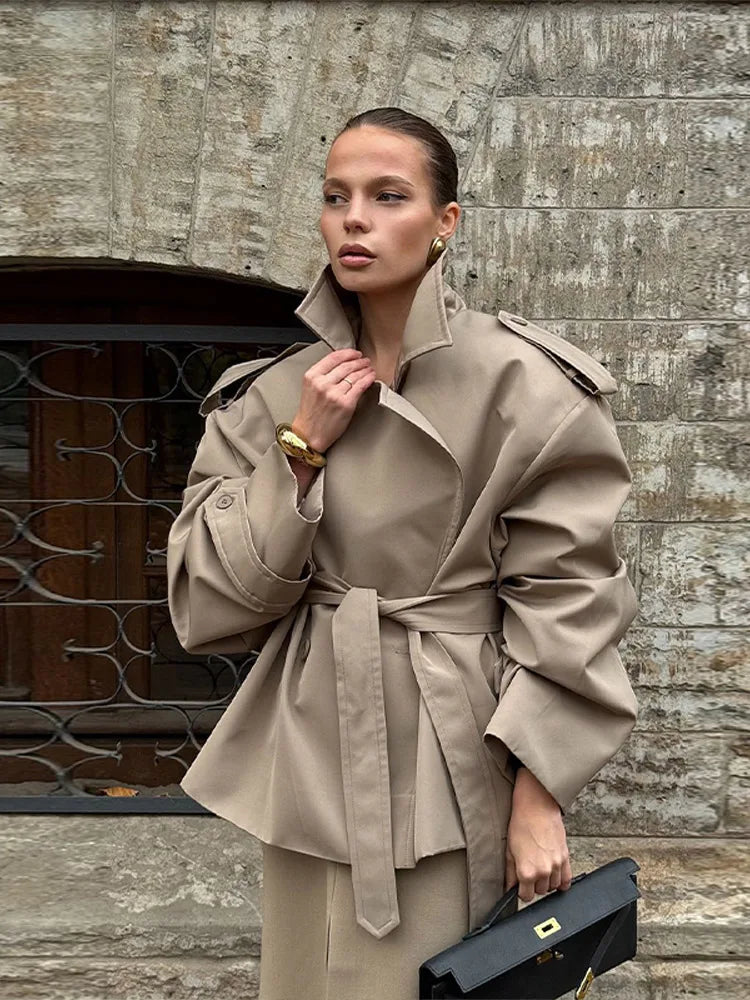 Manteau Trench Court Vintage Femme - Élégance et Confort au Quotidien