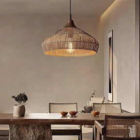 Lampe Suspendue en Rotin Tressé - Éclairage Bohémien pour Intérieurs Chaleureux