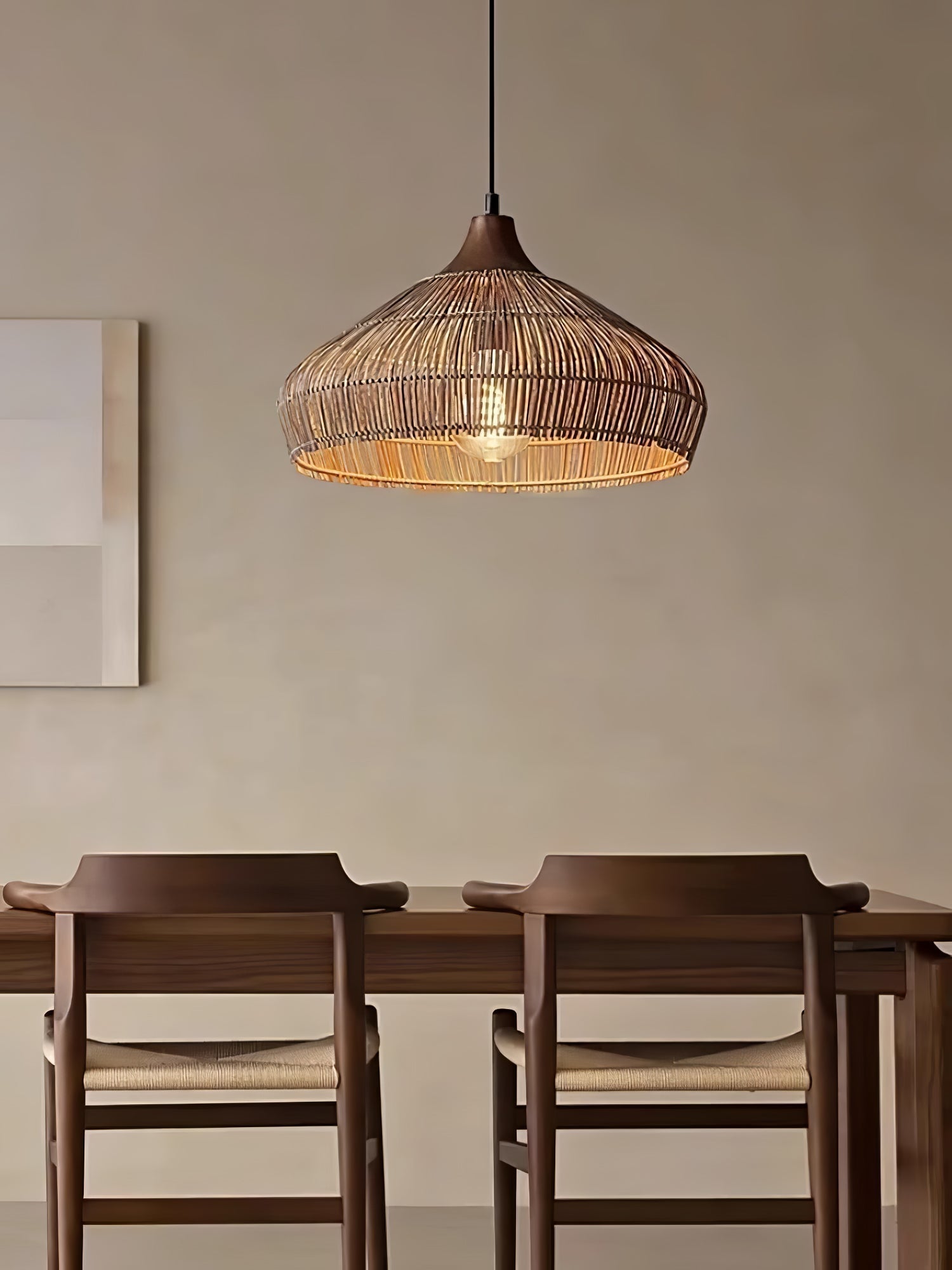 Lampe Suspendue en Rotin Tressé - Éclairage Bohémien pour Intérieurs Chaleureux