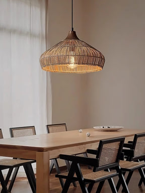 Lampe Suspendue en Rotin Tressé - Éclairage Bohémien pour Intérieurs Chaleureux