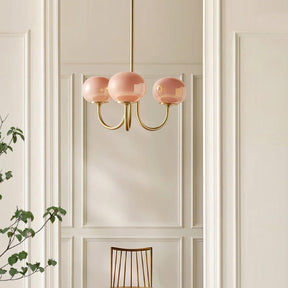 Lustre en Verre Rose pour Salle à Manger - Élégance Contemporaine et Chaleur Atmosphérique