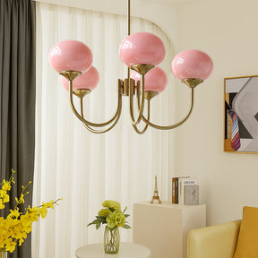 Lustre en Verre Rose pour Salle à Manger - Élégance Contemporaine et Chaleur Atmosphérique