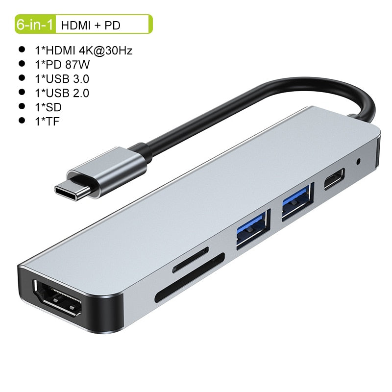 Hub USB-C 4K avec Charge Rapide - Connectivité Polyvalente et Design Compact