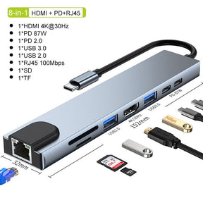 Hub USB-C 4K avec Charge Rapide - Connectivité Polyvalente et Design Compact
