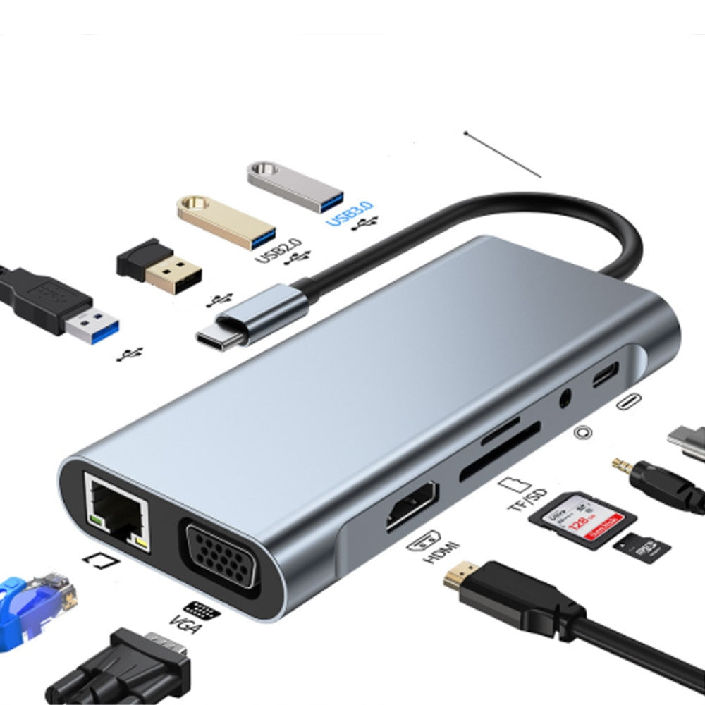 Hub USB-C 4K avec Charge Rapide - Connectivité Polyvalente et Design Compact