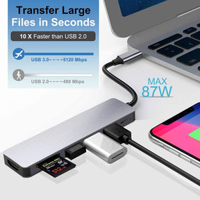Hub USB-C 4K avec Charge Rapide - Connectivité Polyvalente et Design Compact