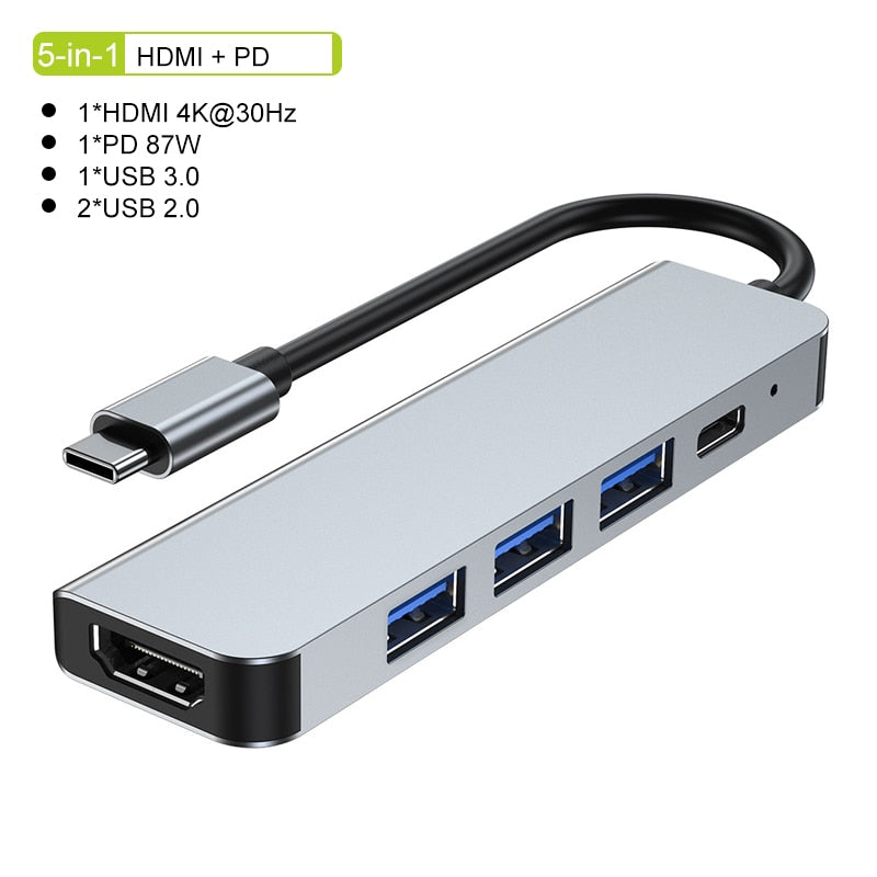Hub USB-C 4K avec Charge Rapide - Connectivité Polyvalente et Design Compact