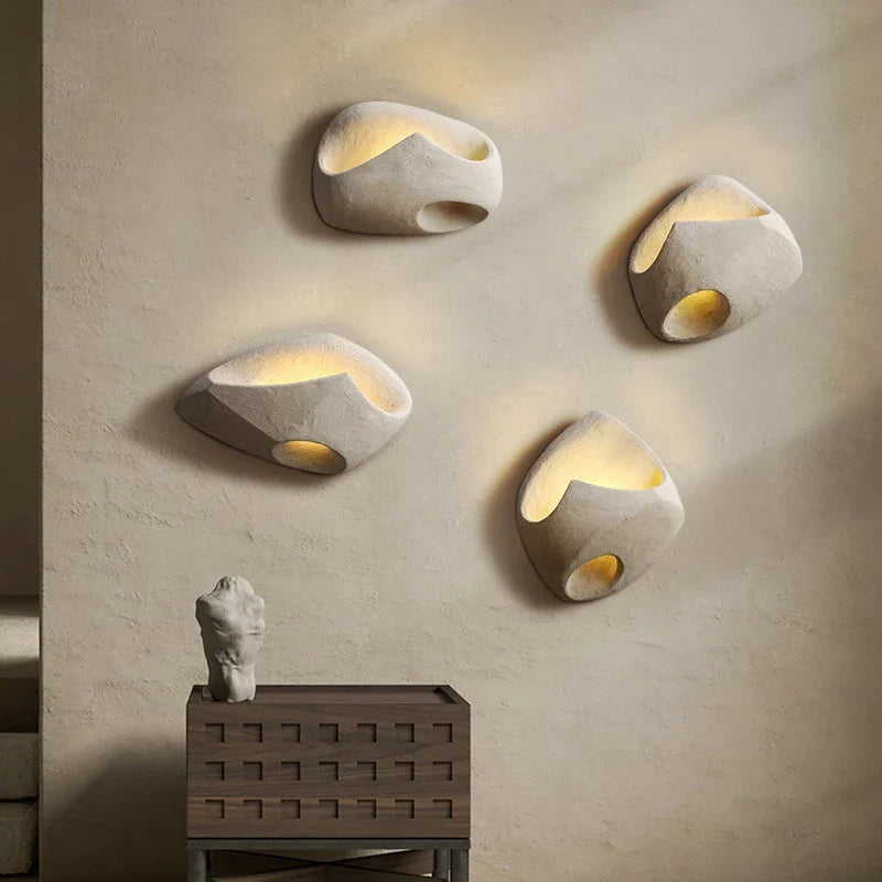 Applique Murale en Béton Wabi-Sabi - Lumière LED Douce pour Ambiance Apaisante